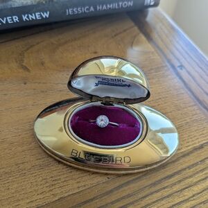 Blue Bird Gold Ring with Clear Stone